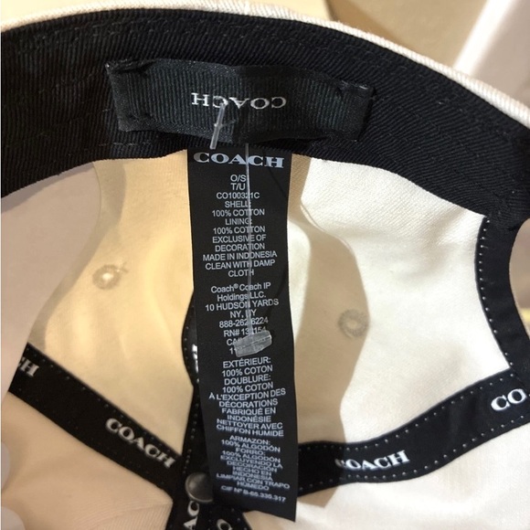 NWOT Coach Embroided Logo Adjustable Cotton Hat Cap One Size, chalk - Picture 4 of 5